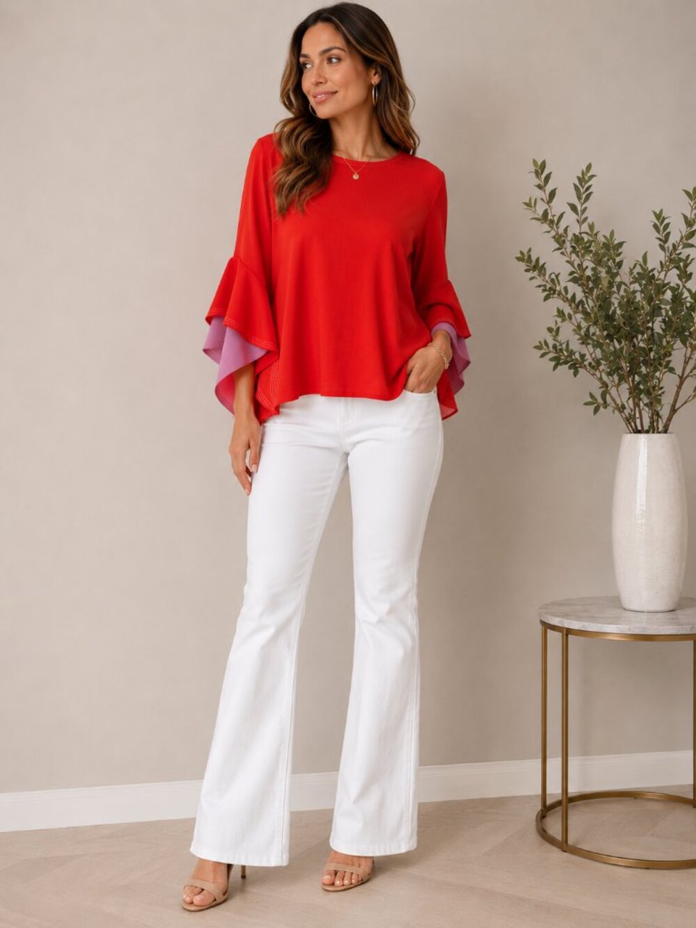 Roksanda Red Cape Sleeve Blouse Size 14